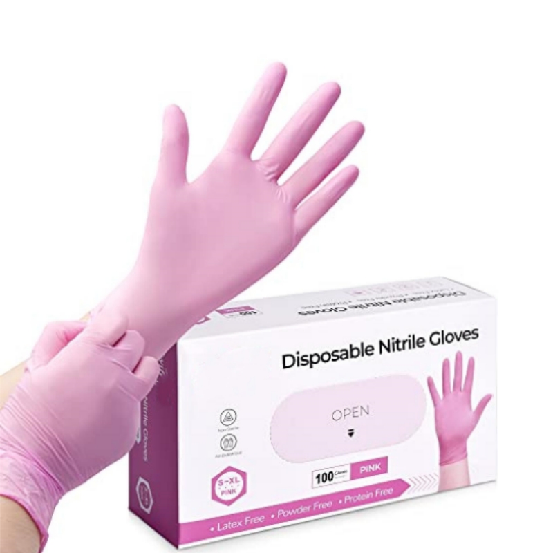 Disposable Gloves Nitrile - Różowe nitrylowe rękawice jednorazowe do sprzątania