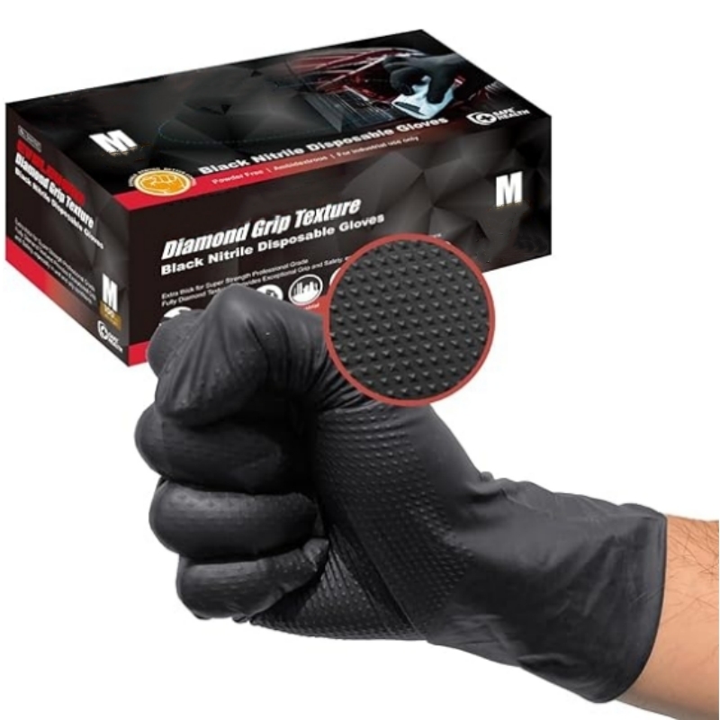 Disposable Gloves Nitrile - Rękawice nitrylowe czarne, wytrzymałe, 8mil, jednorazowe,