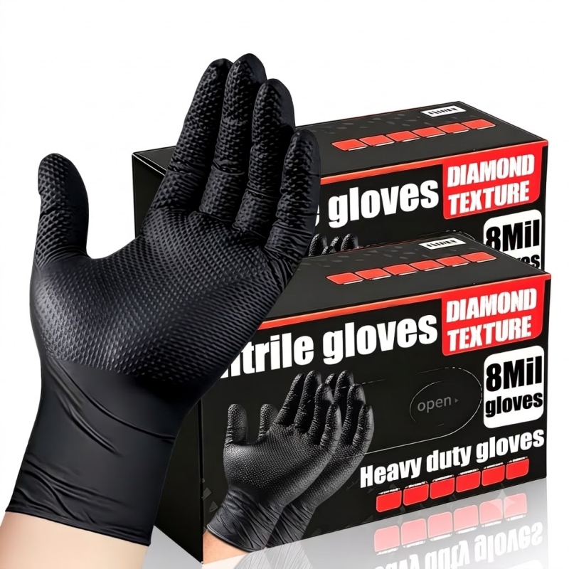 Disposable Gloves Nitrile - Wytrzymałe czarne przemysłowe rękawice nitrylowe jednorazowe