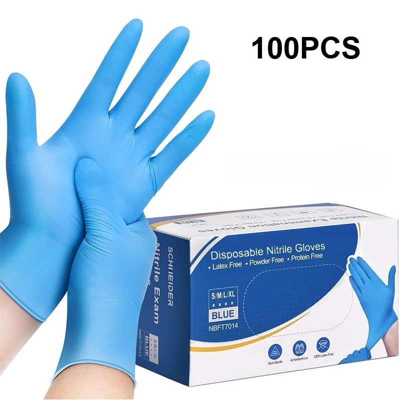 Disposable Gloves Nitrile - 100 SZTUK Niebieskich Nitrylowych Rękawic Jednorazowych
