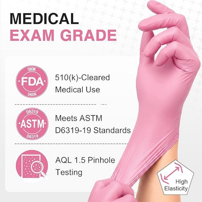 Różowe nitrylowe rękawice jedn – Disposable Gloves Nitrile recenzja i cena