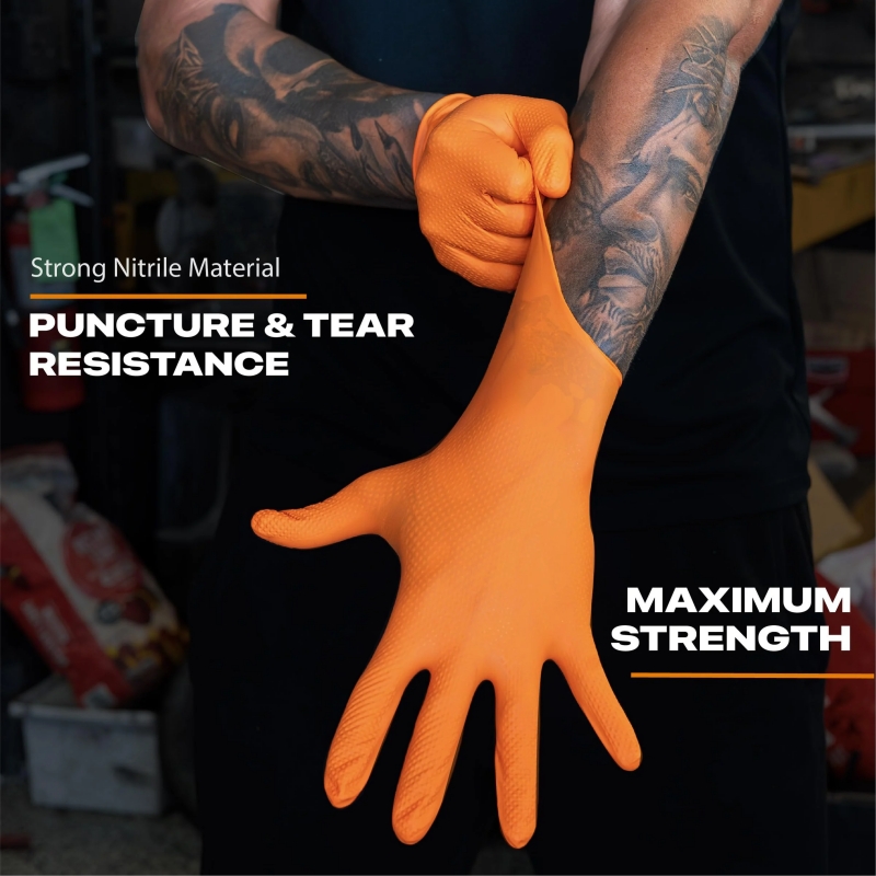 Wytrzymałe pomarańczowe rękawi – Disposable Gloves Nitrile recenzja i cena